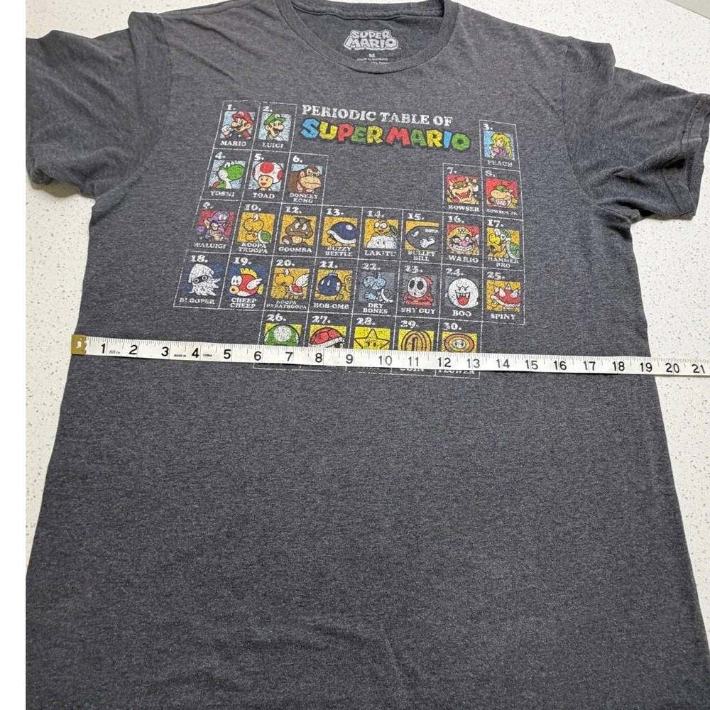 Nintendo Super Mario Periodic Table Graphic T-Shirt Kids Medium Charcoal Gray